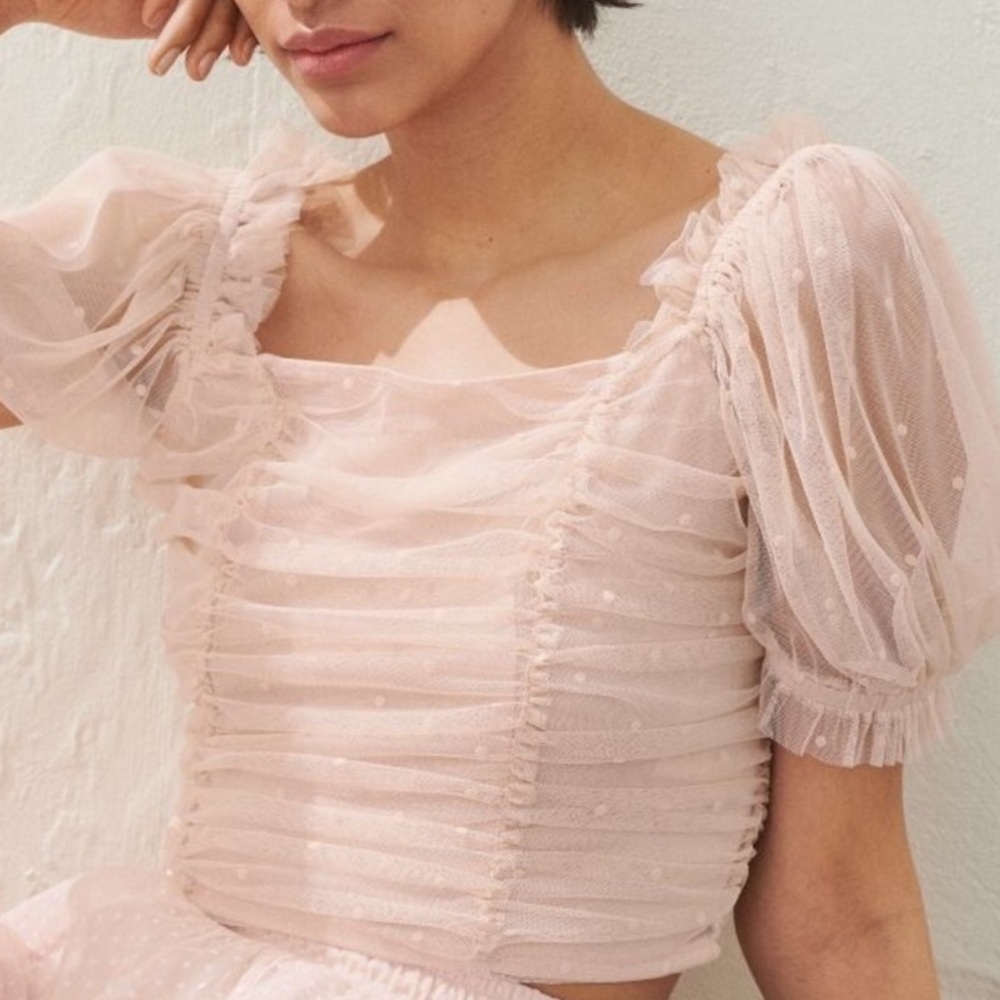 H&M Puff Sleeve Mesh top Y2K